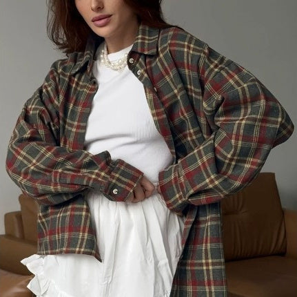 Camicia a maniche lunghe versatile, casual in stile retrò