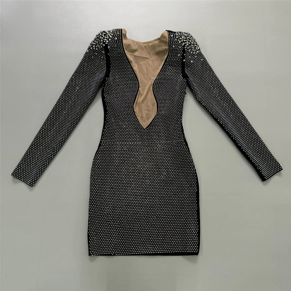 Vestito con fasciatura in strass