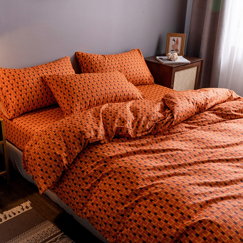 Set copripiumino con lenzuolo con angoli in puro cotone