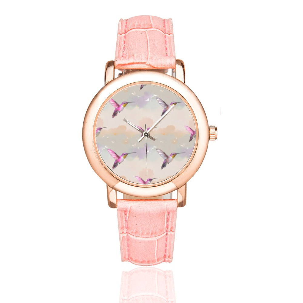 32 (3) Women's Rose Gold-plated Leather Strap Watch (Model 201)