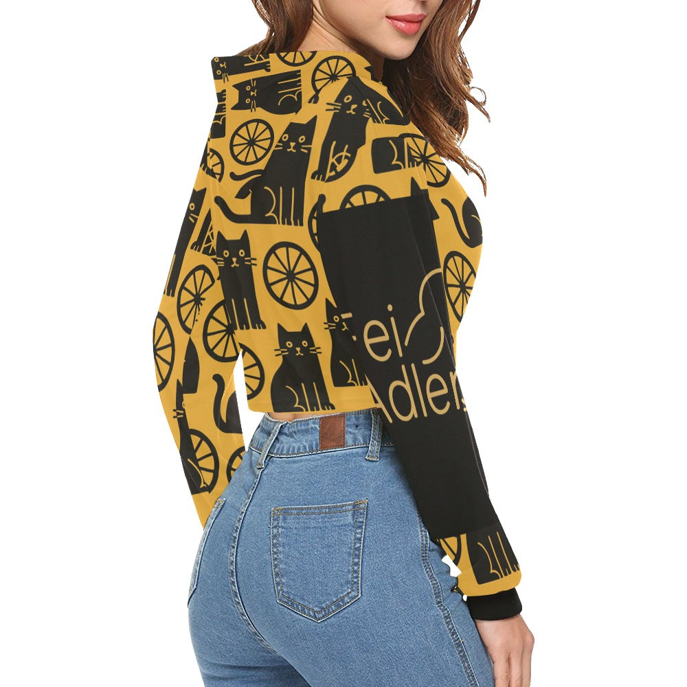 Women's All Over Print Cropped Hoodie (Model H22)