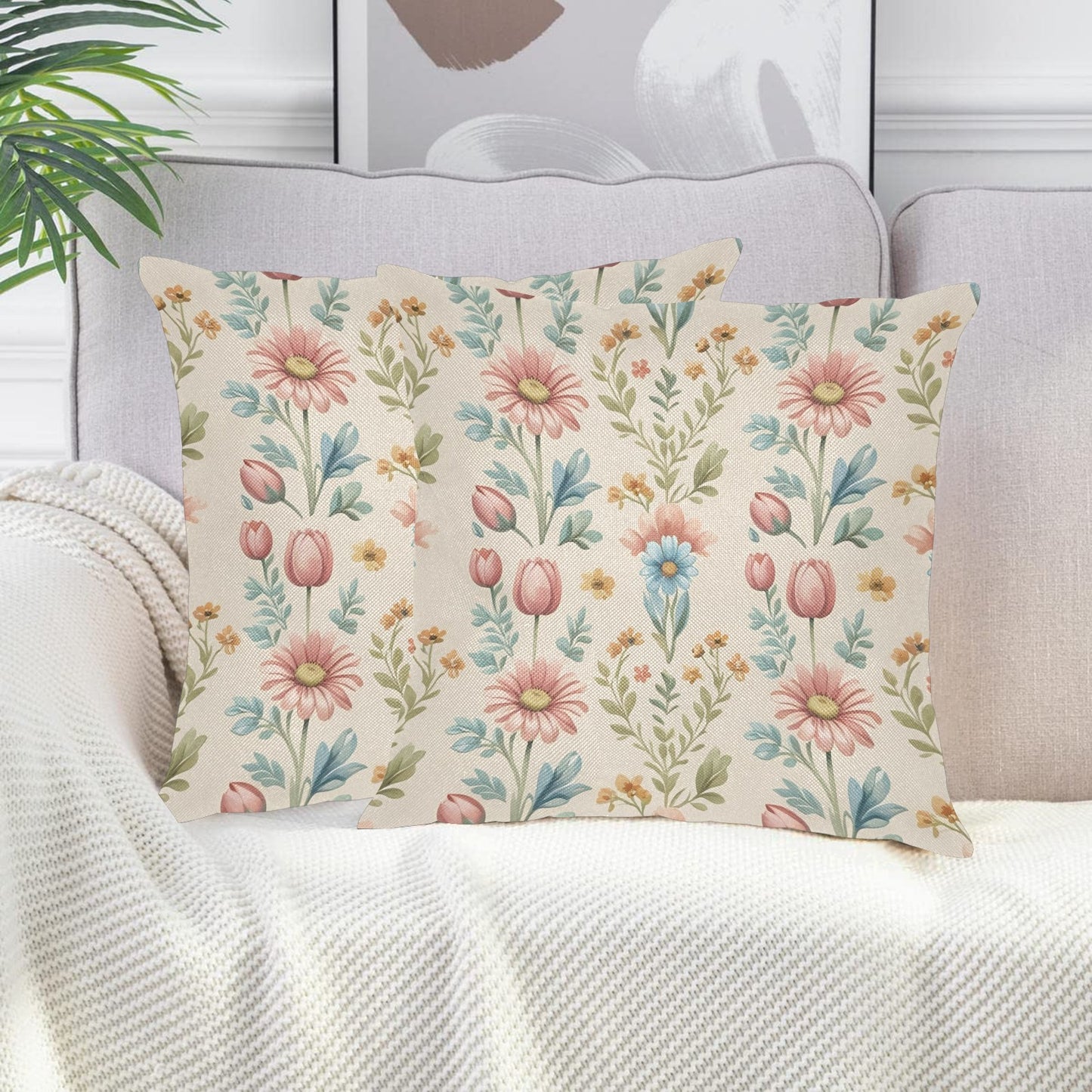 48 (4) Linen Zippered Pillowcase 18" x 18"(Two Sides & Pack of 2)