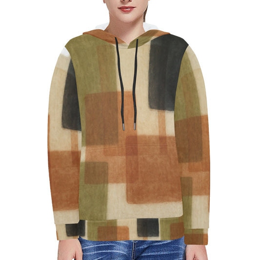 Women's Fleece Hoodie with White Hood Lining (Model H55)