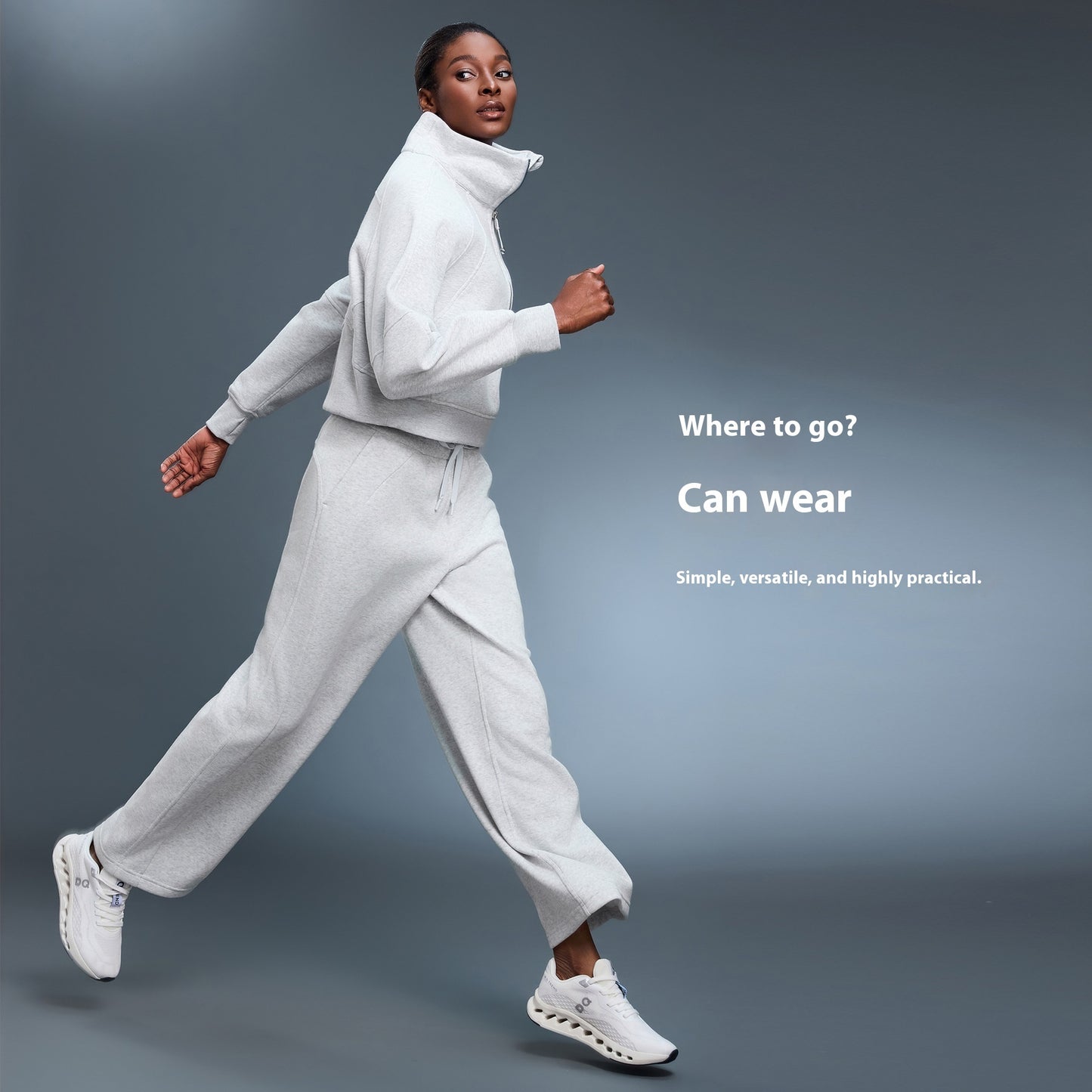 Maglione sportivo da donna con collo alto e giacca pullover