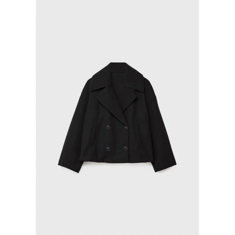 Giacca blazer doppiopetto in lana con revers