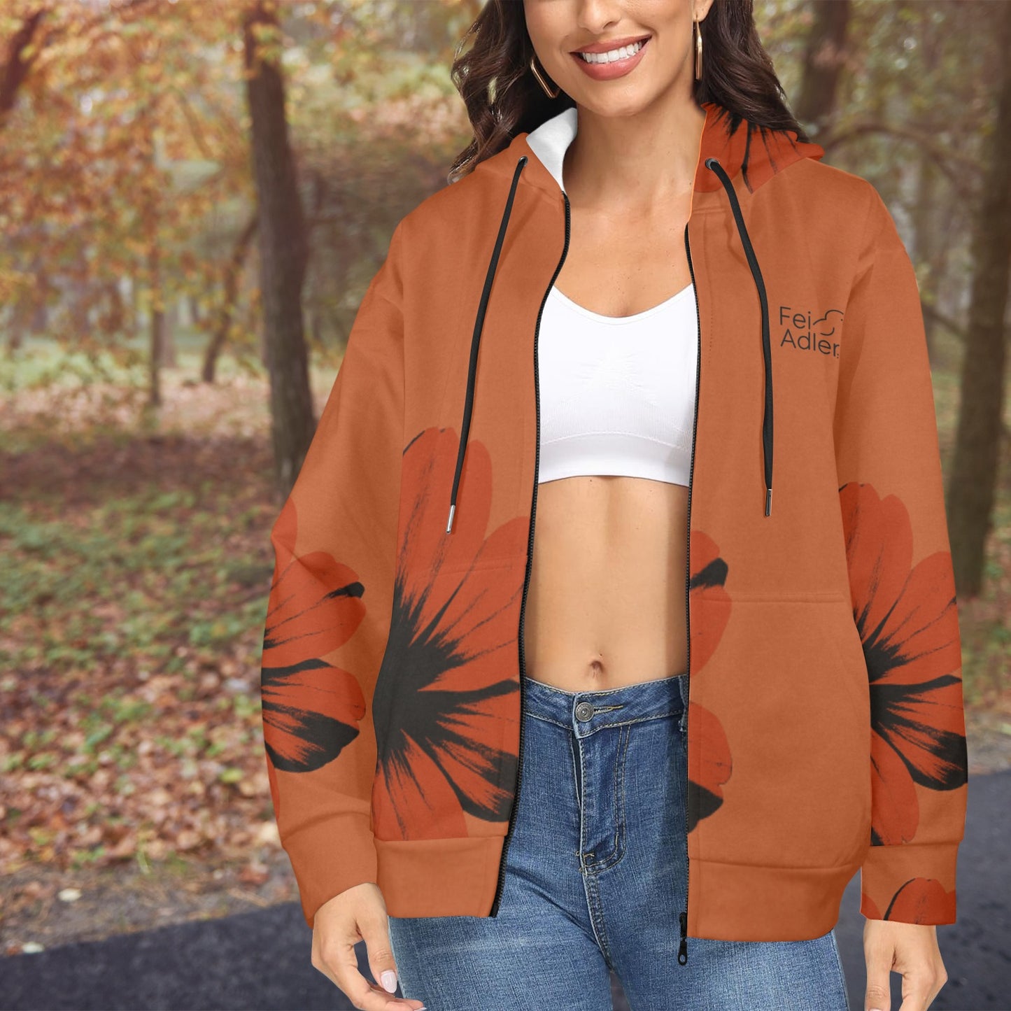Women's Fleece Full-Zip Hoodie (Model H60)