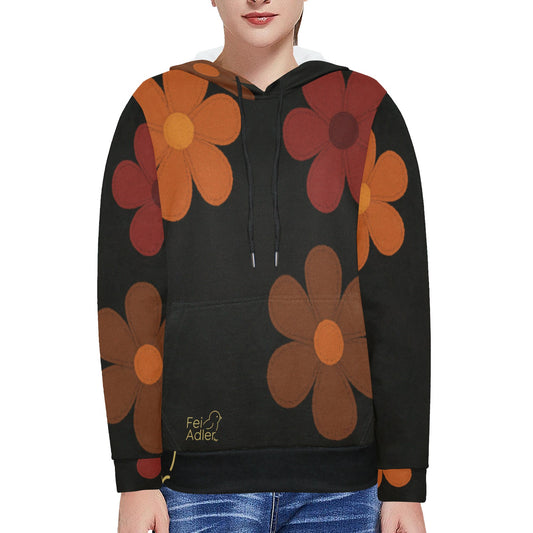 Women's Fleece Hoodie with White Hood Lining (Model H55)