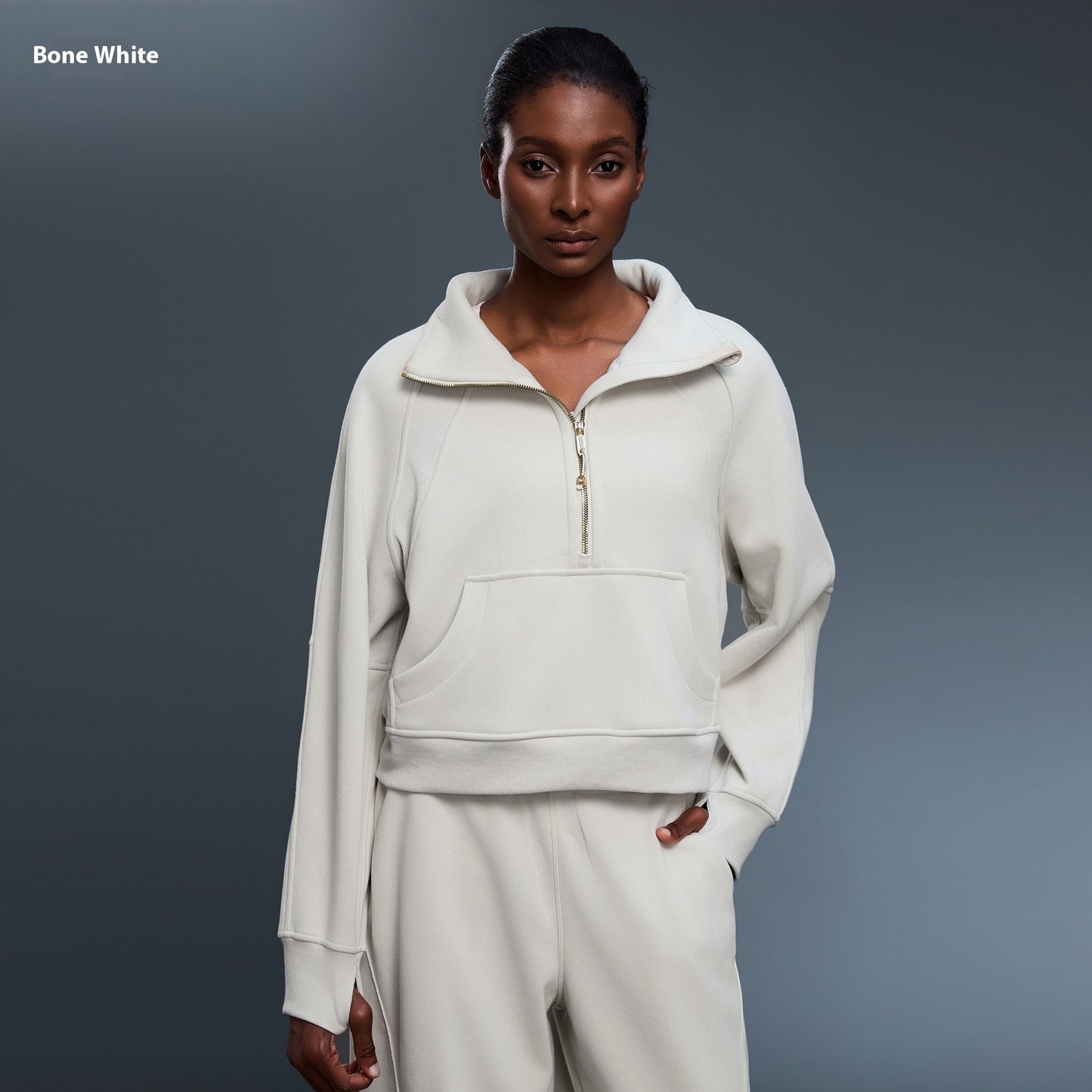 Maglione sportivo da donna con collo alto e giacca pullover