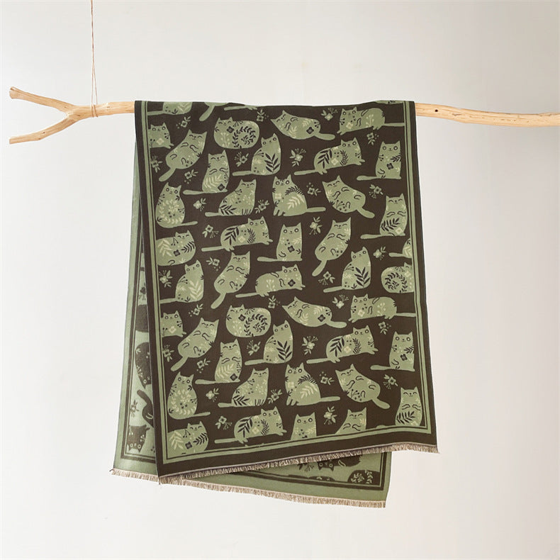 Sciarpa con motivo a gatto in stile coreano