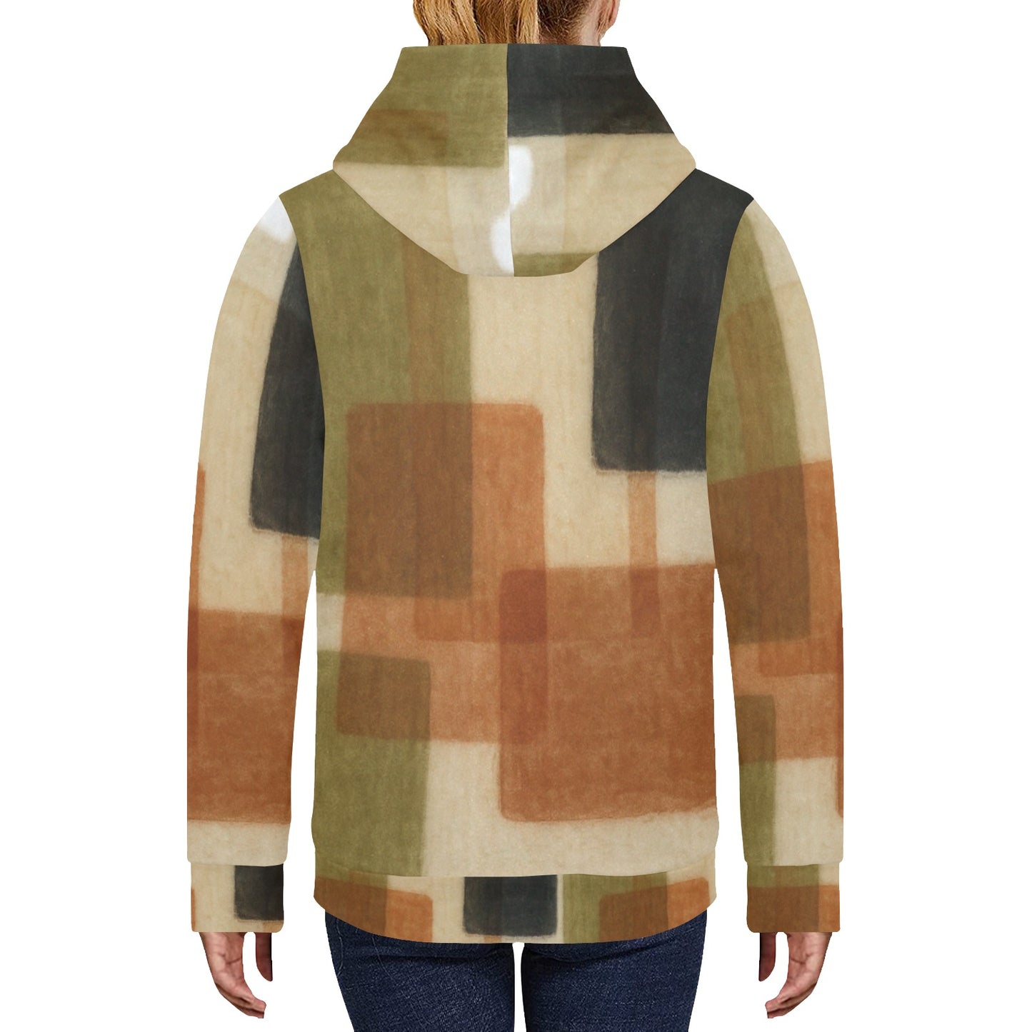 Women's Fleece Hoodie with White Hood Lining (Model H55)