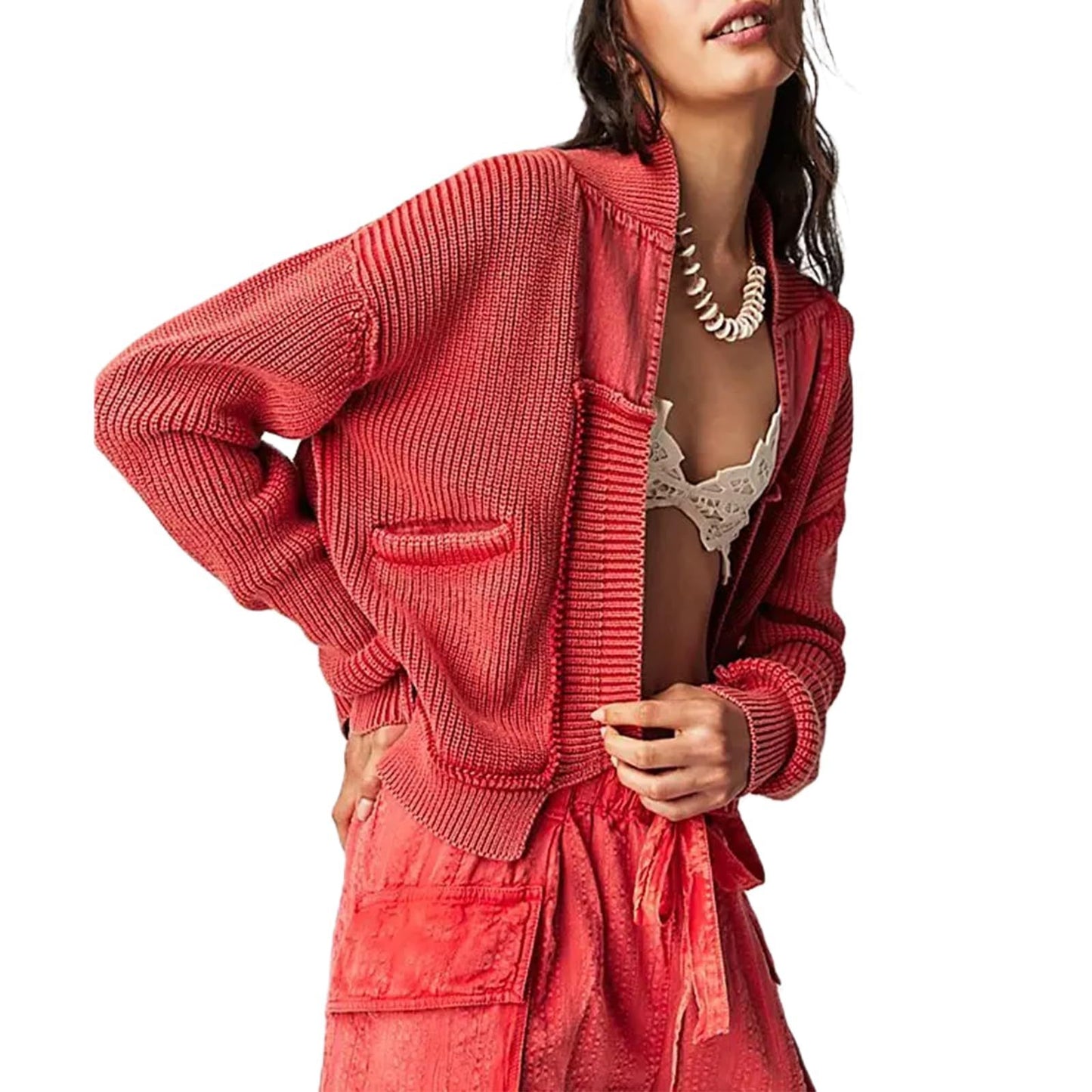 Cardigan corto asimmetrico in lana