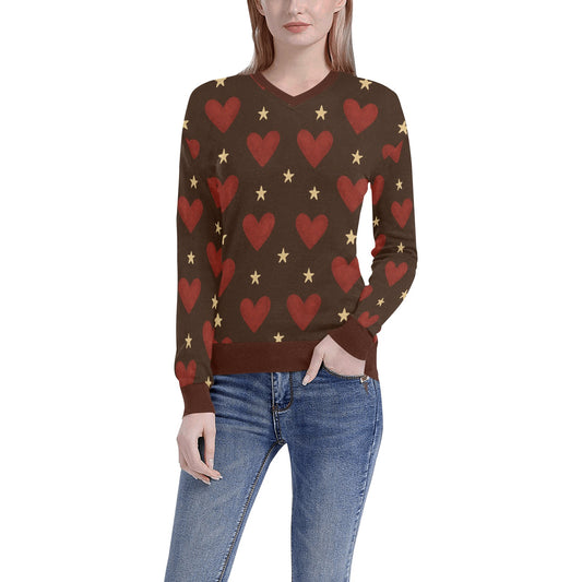 Women's All Over Print V-Neck Sweater(ModelH48)