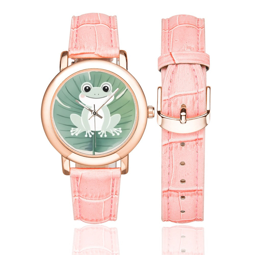 33 Women's Rose Gold-plated Leather Strap Watch (Model 201)