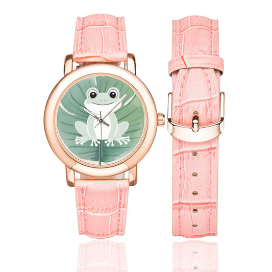33 Women's Rose Gold-plated Leather Strap Watch (Model 201)