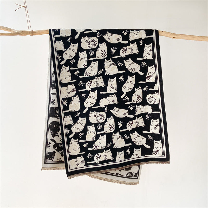 Sciarpa con motivo a gatto in stile coreano