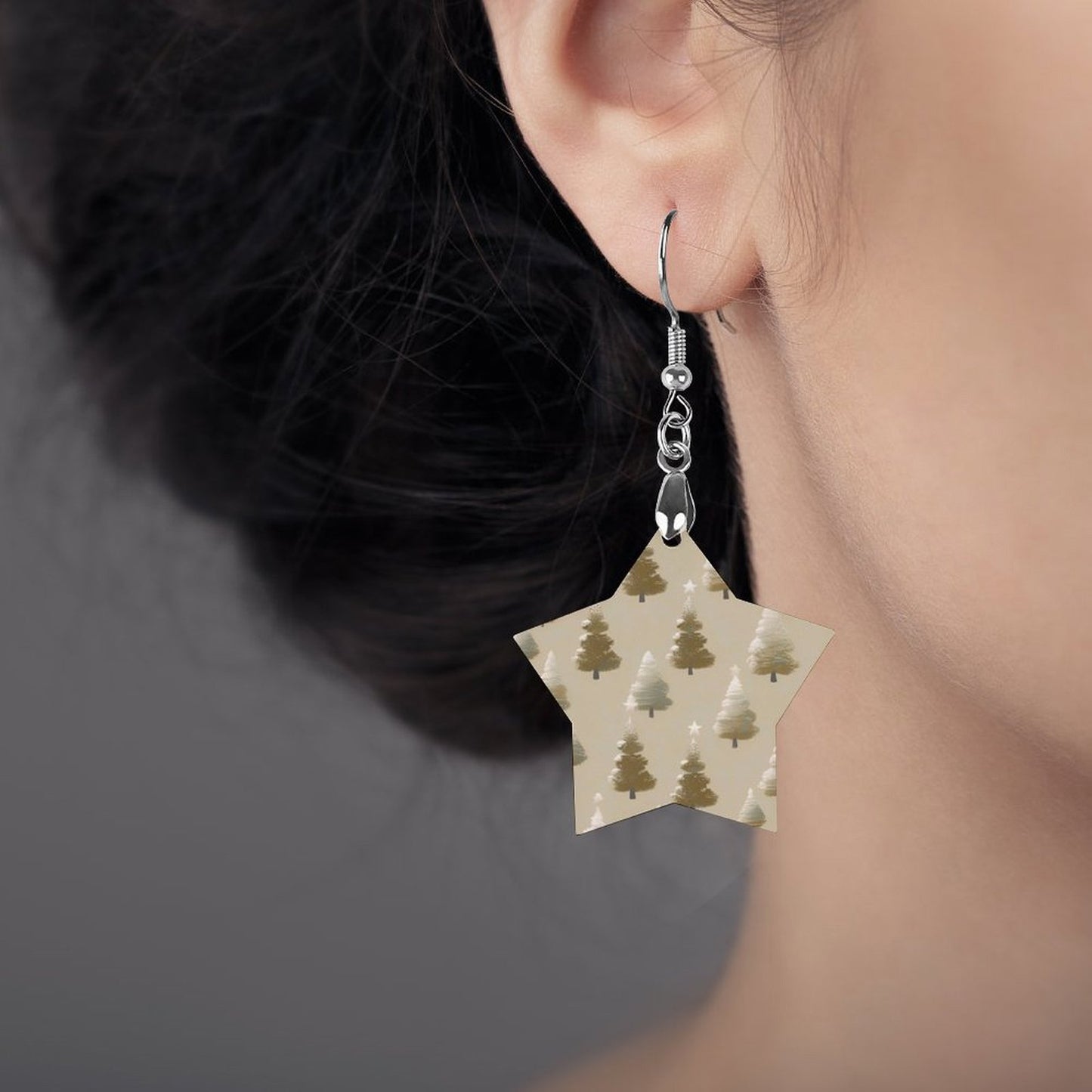 Design Wooden Earrings Pendant（Star Shape）