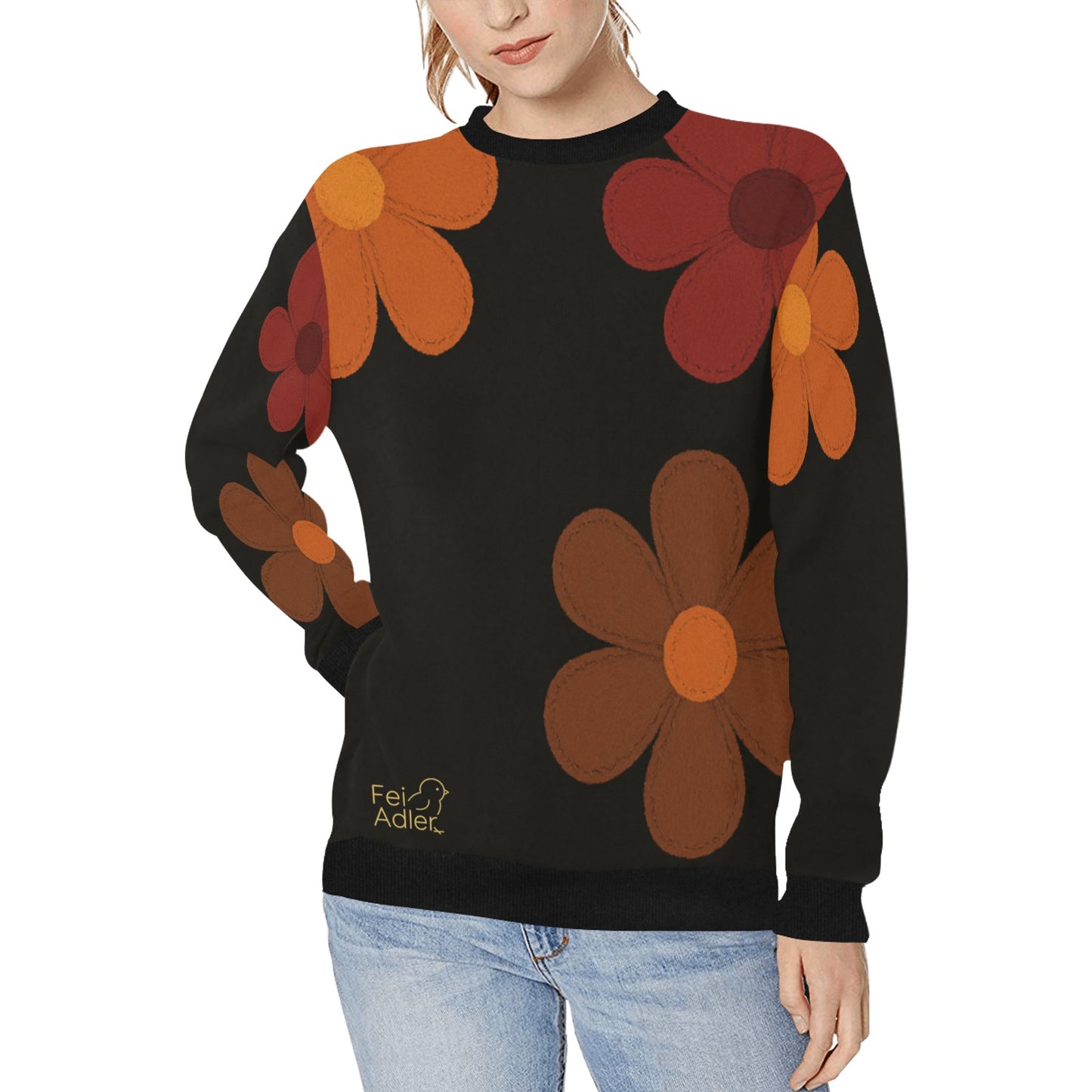 Women's Rib Cuff Crew Neck Sweatshirt (H34)