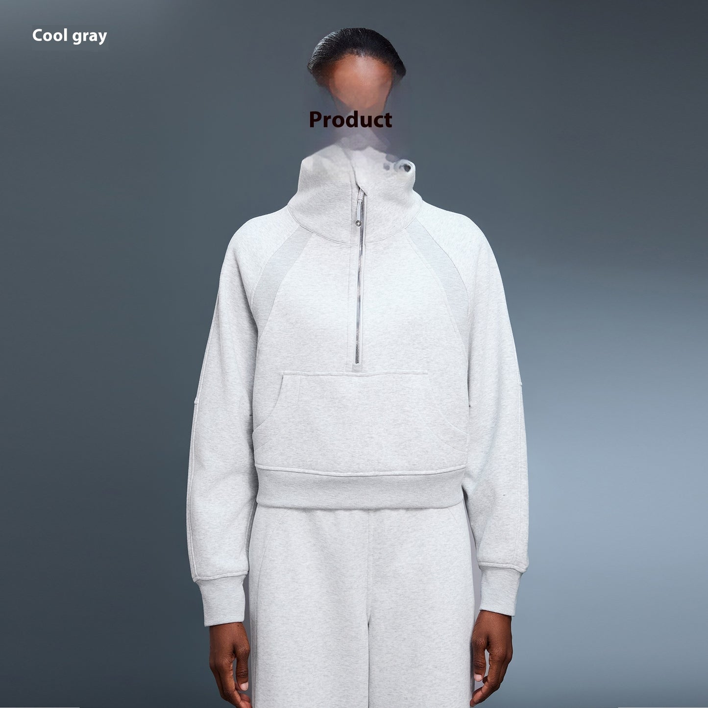 Maglione sportivo da donna con collo alto e giacca pullover