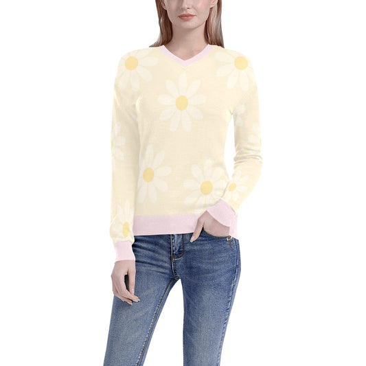 Women's All Over Print V-Neck Sweater