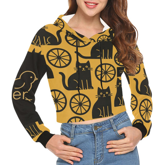 Women's All Over Print Cropped Hoodie (Model H22)
