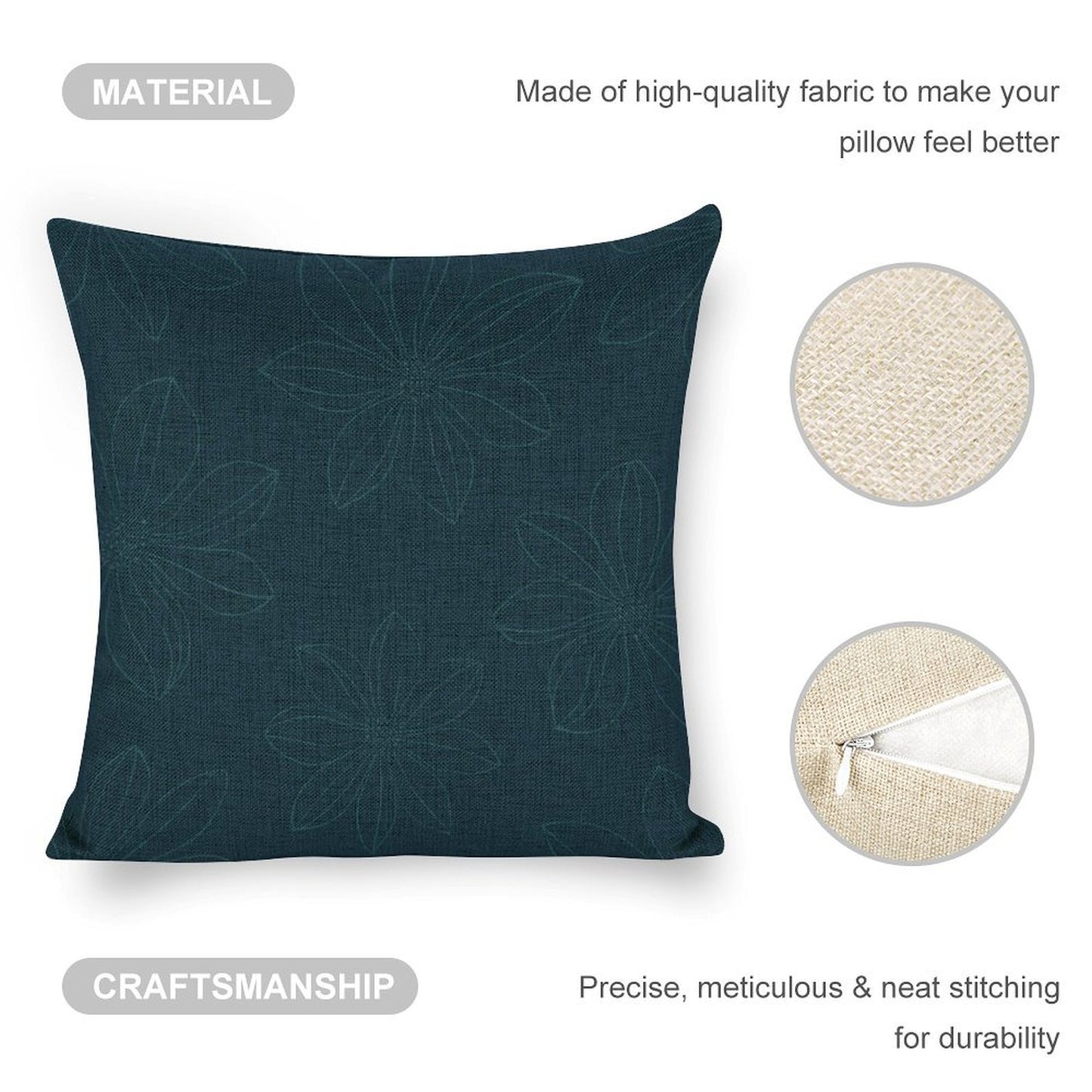 Design Custom Linen Pillow Case 18x18 Inch (Two-Side Printing) (Set of 4)
