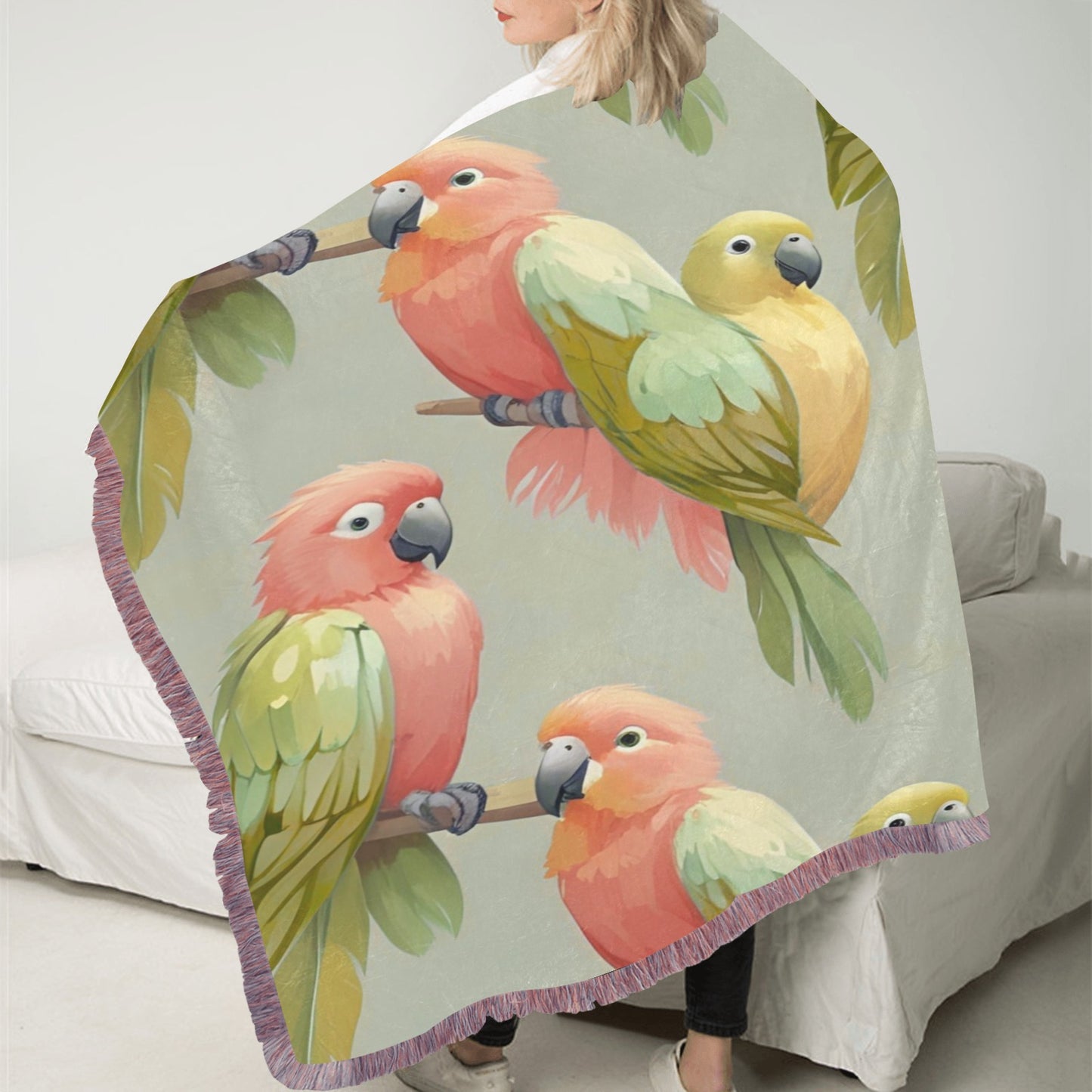 37 (3) Ultra-Soft Mixed Pink Fringe Blanket 30"x40"