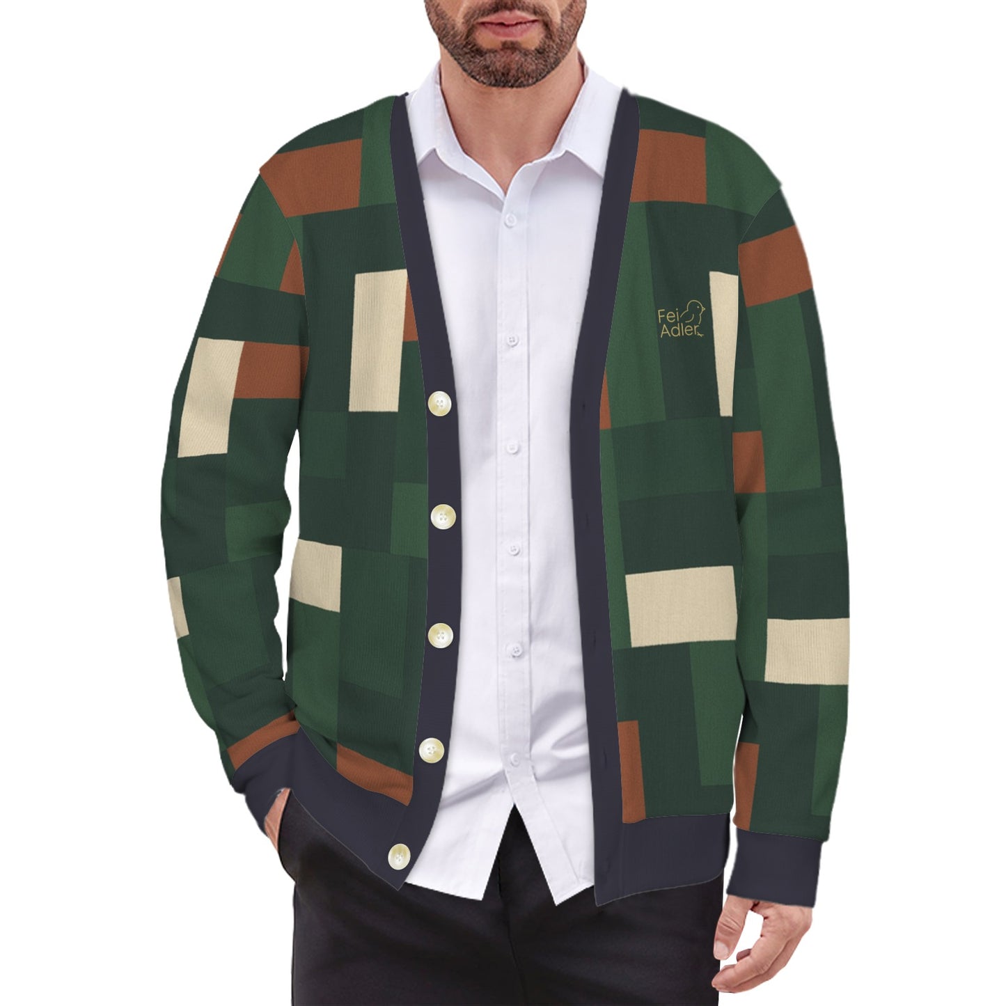 Custom Men's Cardigan (Model H73)