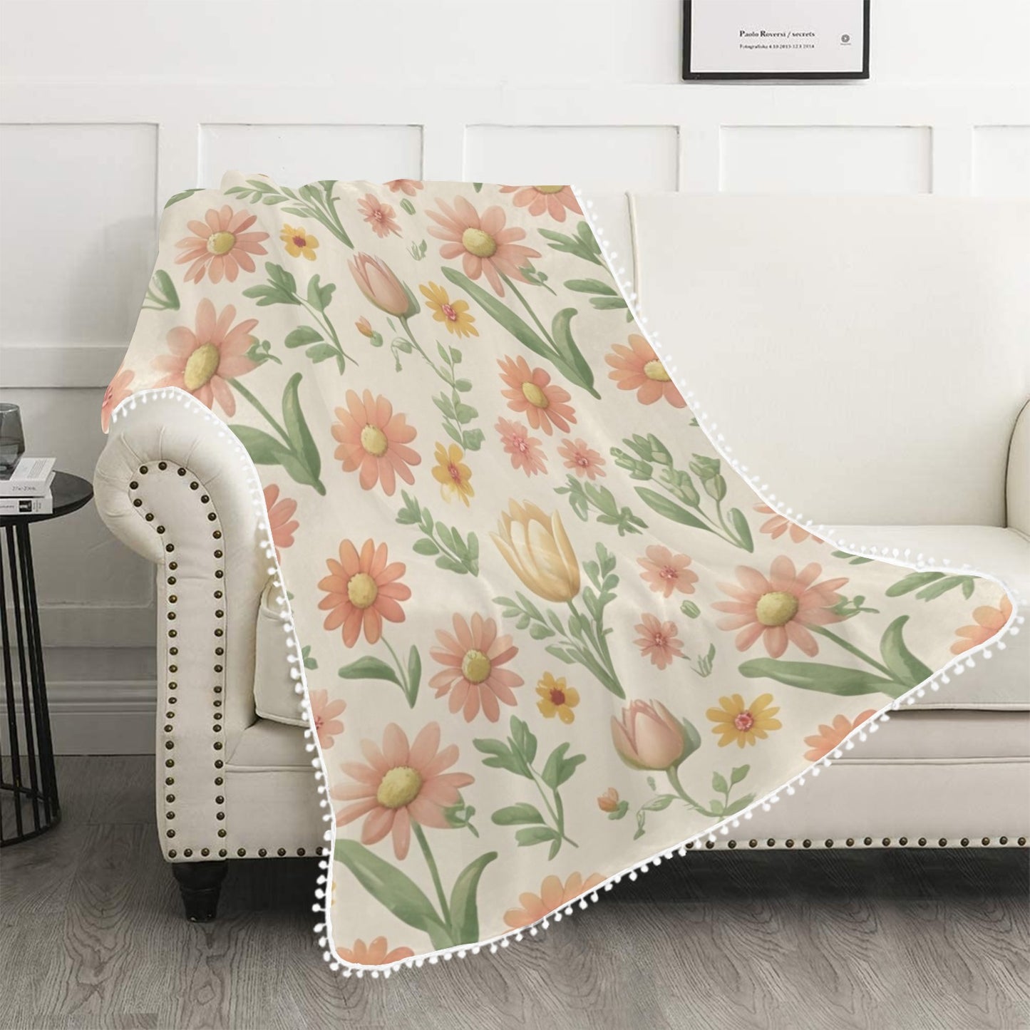47 (4) Pom Pom Fringe Blanket60"x80"