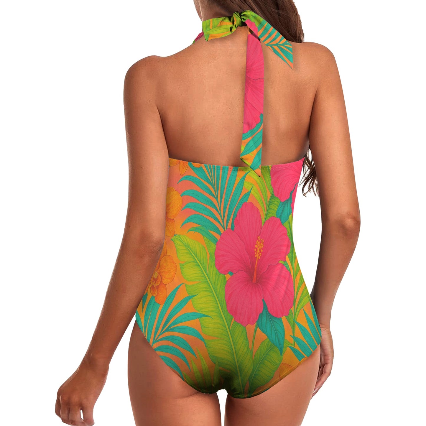 Women's Ruched Push Up Halter Swimsuit (Model S58)