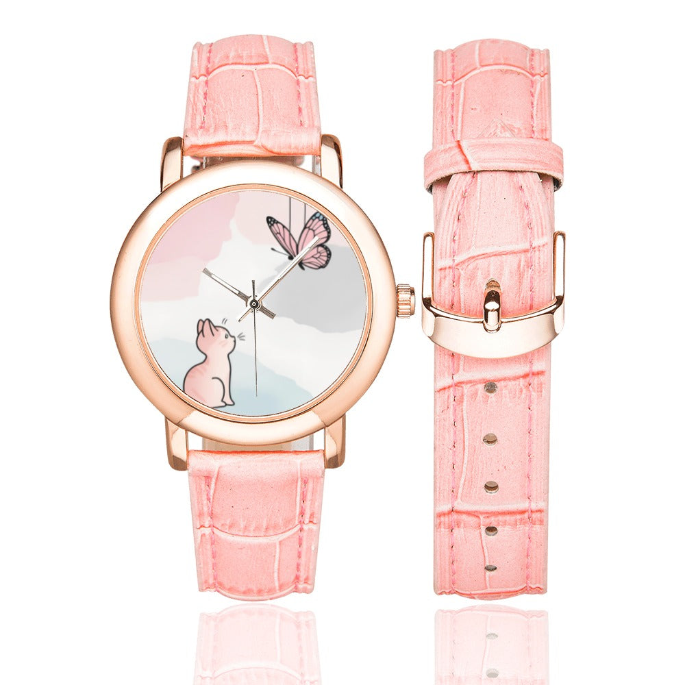 33 Women's Rose Gold-plated Leather Strap Watch (Model 201)