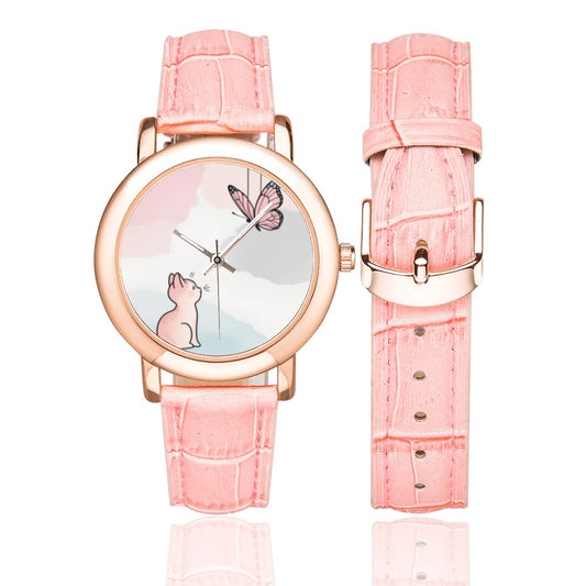 33 Women's Rose Gold-plated Leather Strap Watch (Model 201)