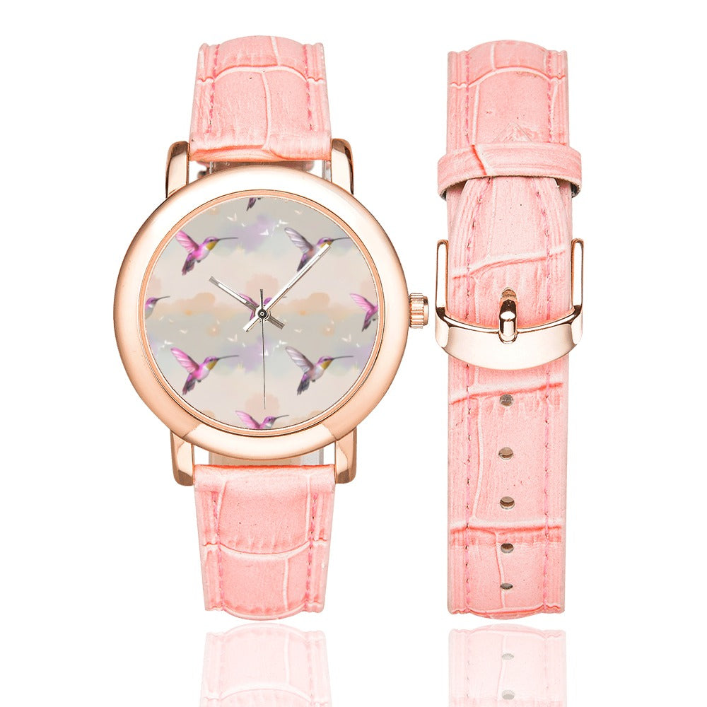 32 (3) Women's Rose Gold-plated Leather Strap Watch (Model 201)
