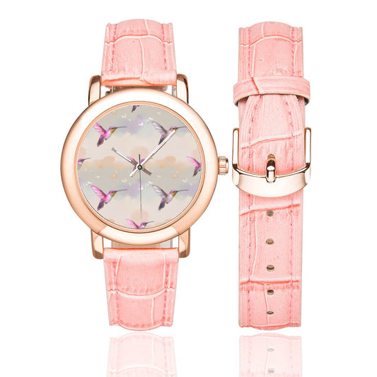 32 (3) Women's Rose Gold-plated Leather Strap Watch (Model 201)