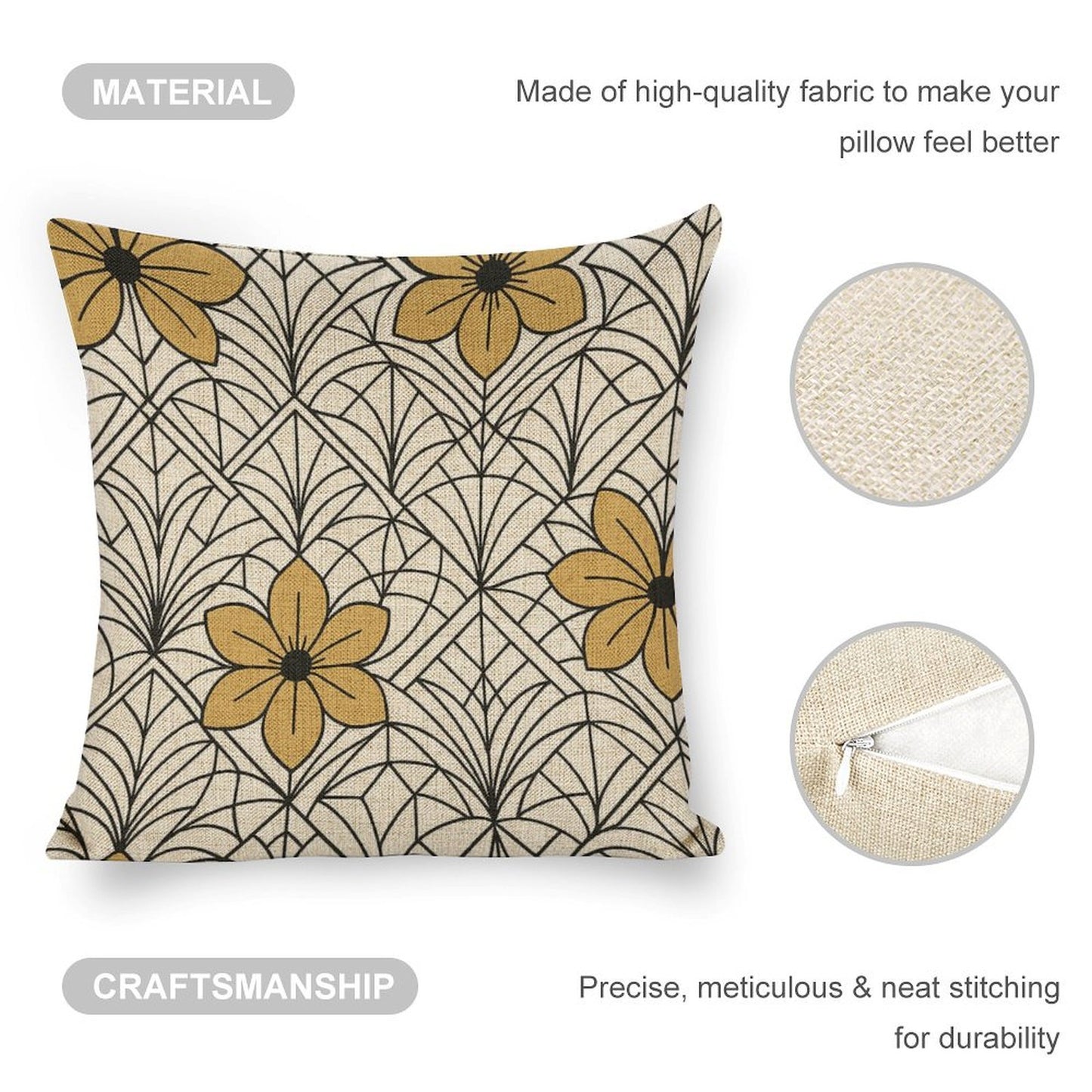 Design Custom Linen Pillow Case 18x18 Inch (Two-Side Printing) (Set of 2)