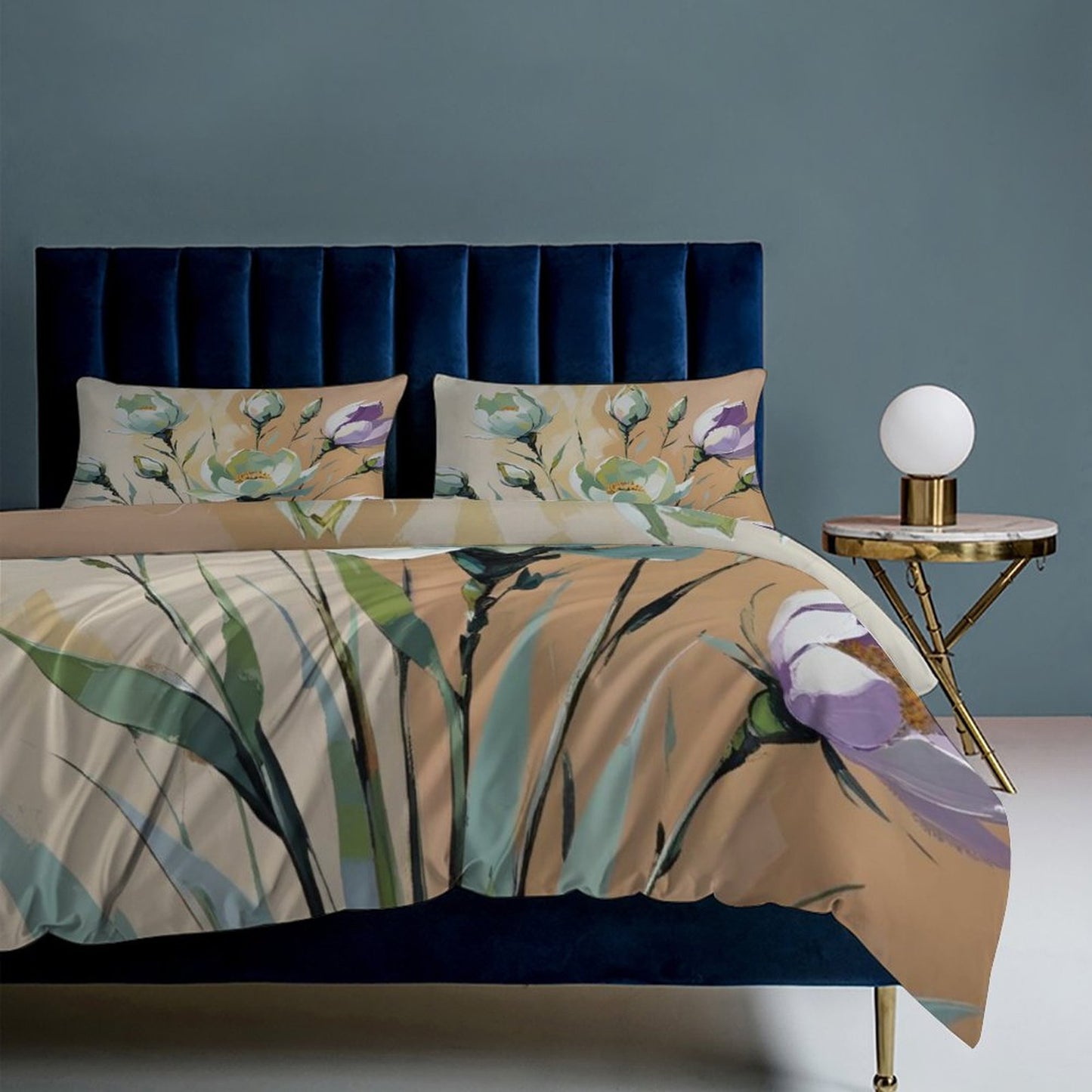 Design 3-Piece Bedding Set (1 Duvet Cover + 2 Pillow Shams) – 90"×90"