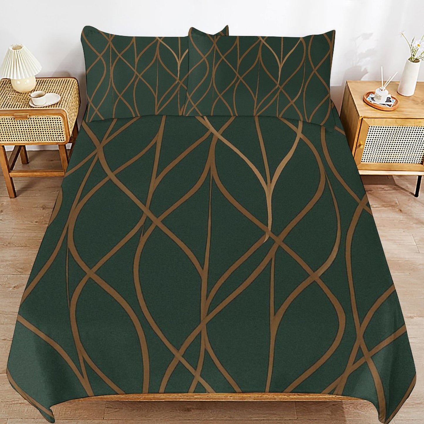 Design 3-Piece Bedding Set (1 Duvet Cover + 2 Pillow Shams) – 90"×90"